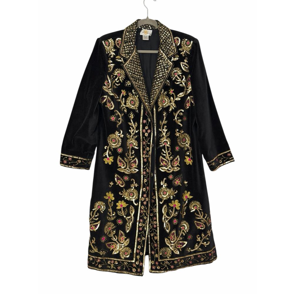 Sandy Starkman Vintage Embroidered Velvet Long Coat Size L - Picture 14 of 14